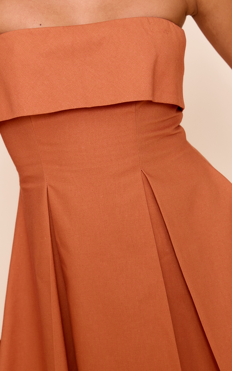 Robe droite bandeau en effet lin mélangé rouille image 4