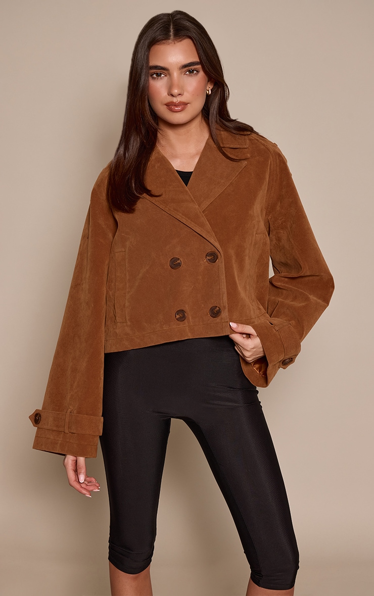 Toffee Suede Cropped Trench image 1