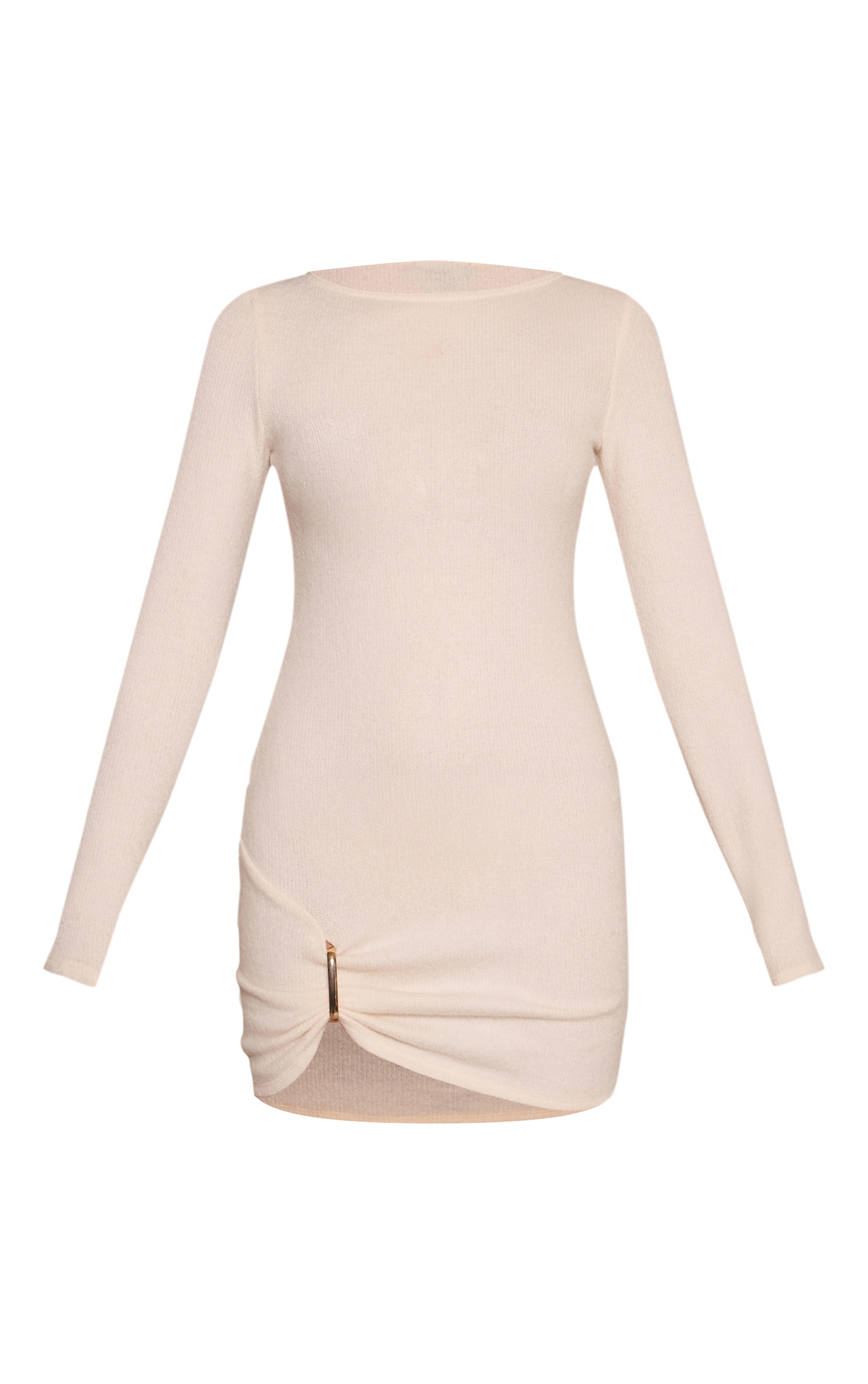 Cream Soft Touch Wrap Detail Bodycon Mini Dress image 5