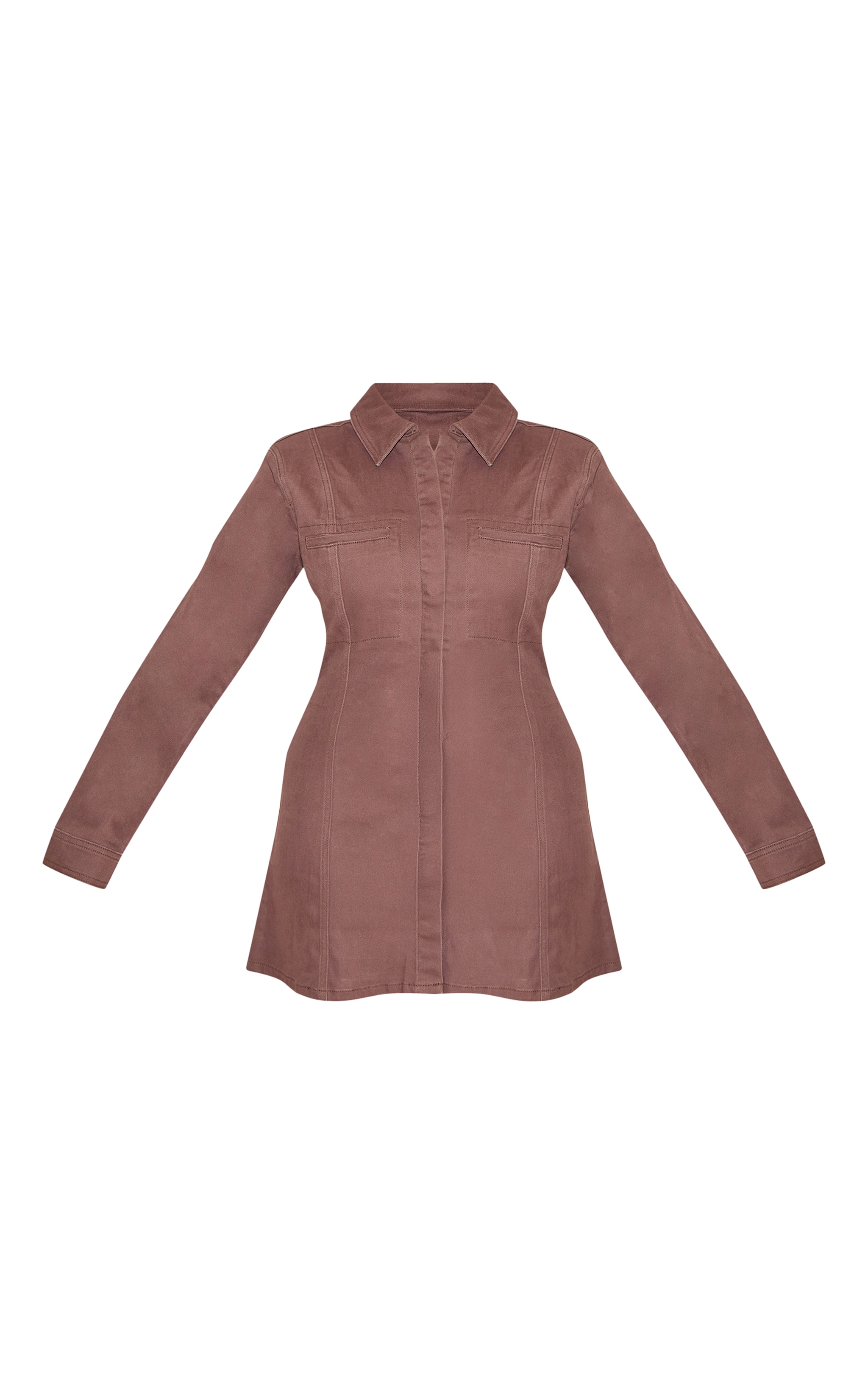 Robe mini Sculpt en denim stretch coupe trapèze chocolat image 5
