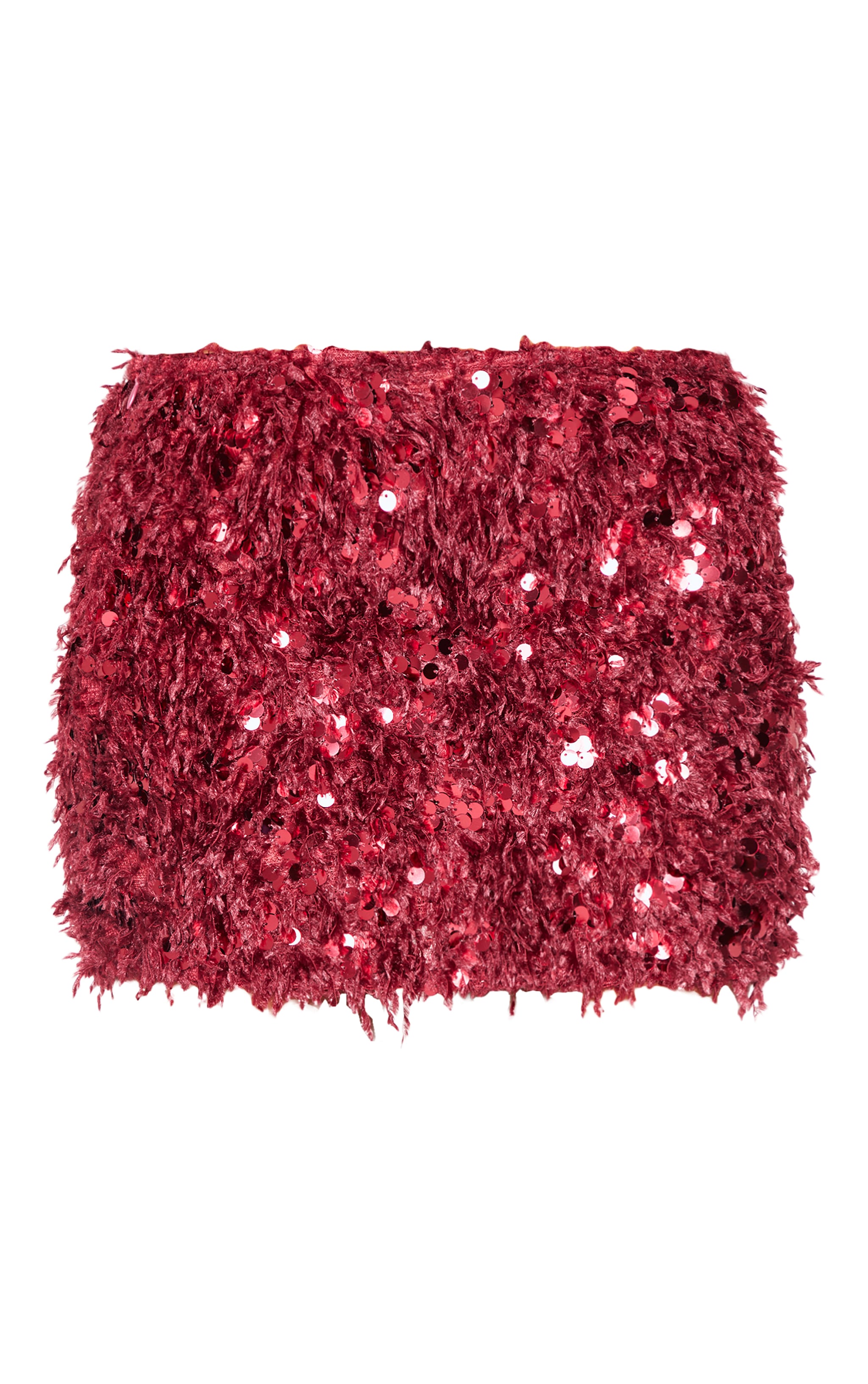 Burgundy Faux Feather Sequin Micro Mini Skirt image 6