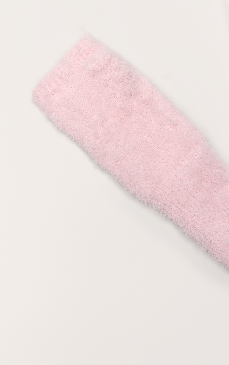 Pink Eyelash Knit Fingerless Gloves image 3