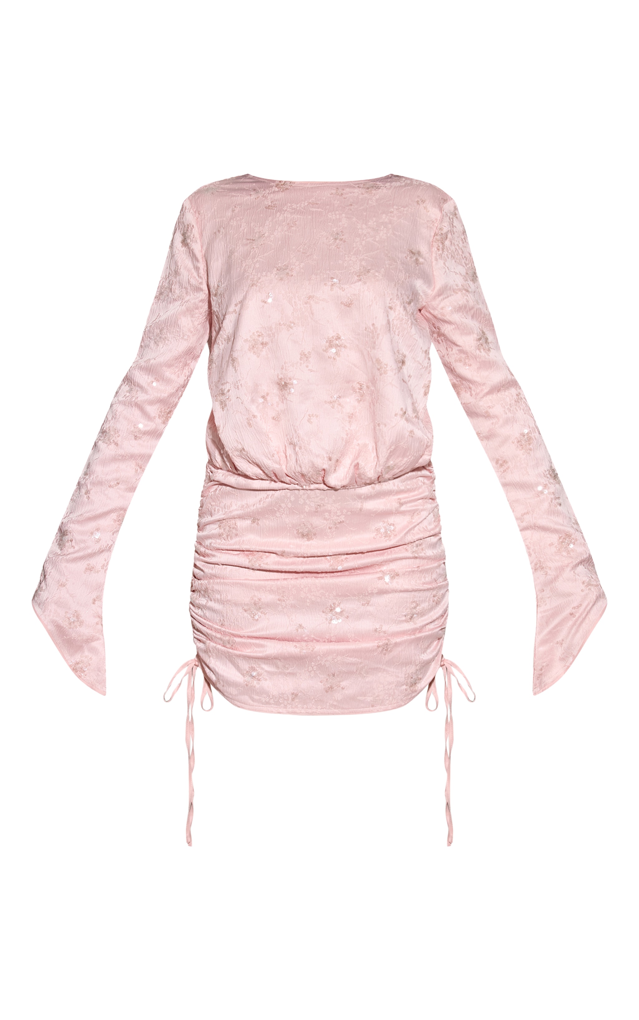 Pink Velvet Sequin Ruched Cowl Back Bodycon Dress image 5
