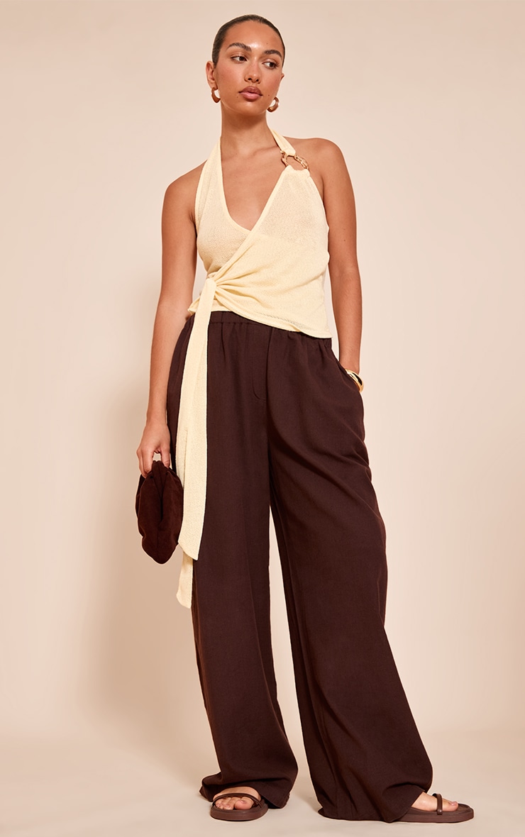 Lemon Tie Detail Halter Neck Trim Knit Top image 3