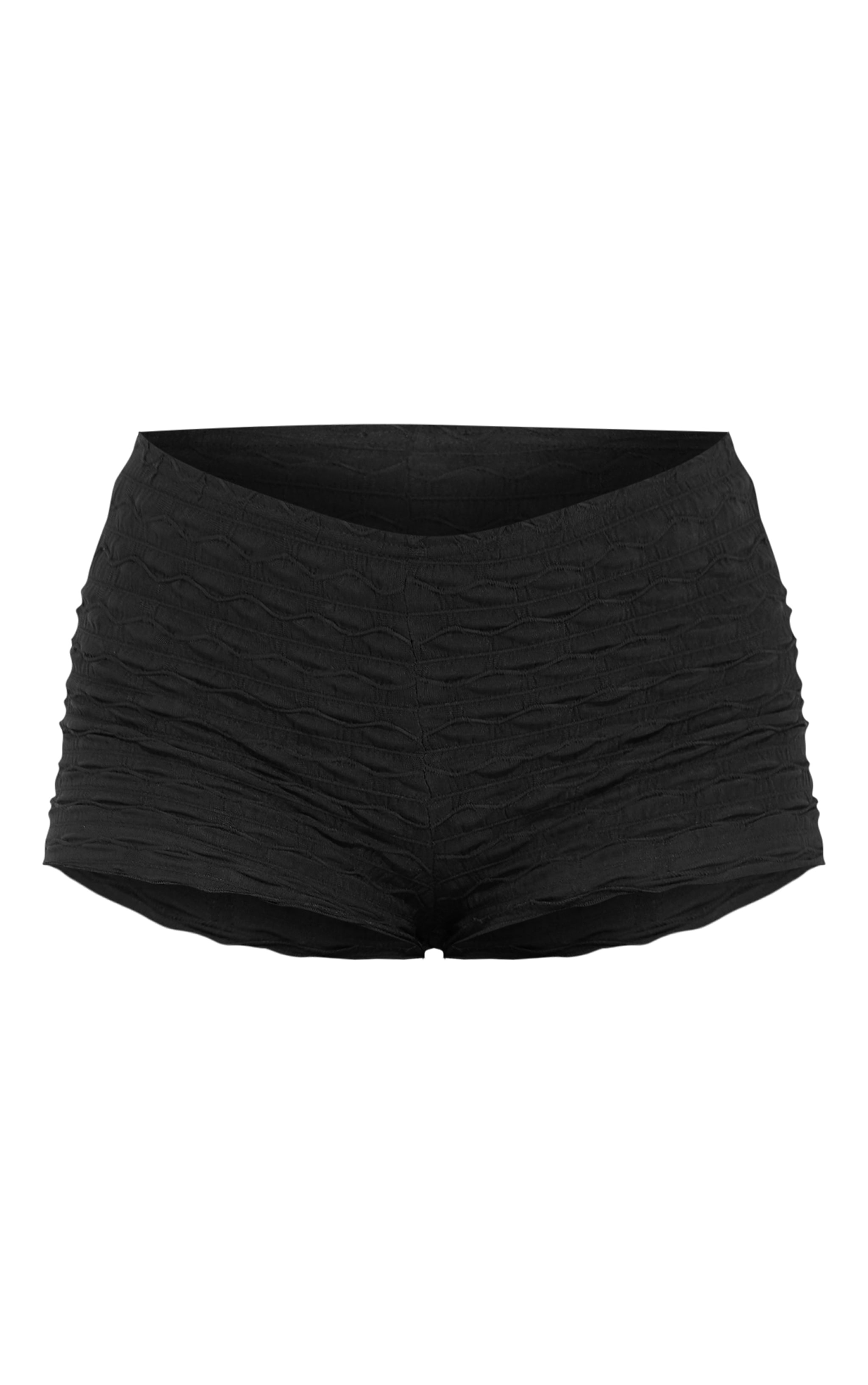 Black Sheer Textured Hot Pants image 6