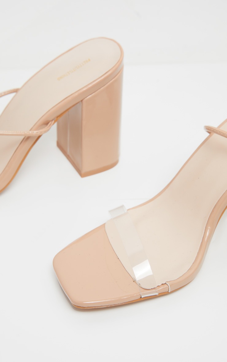 Nude Ankle Lace Up Chunky Block Heel Sandal image 4