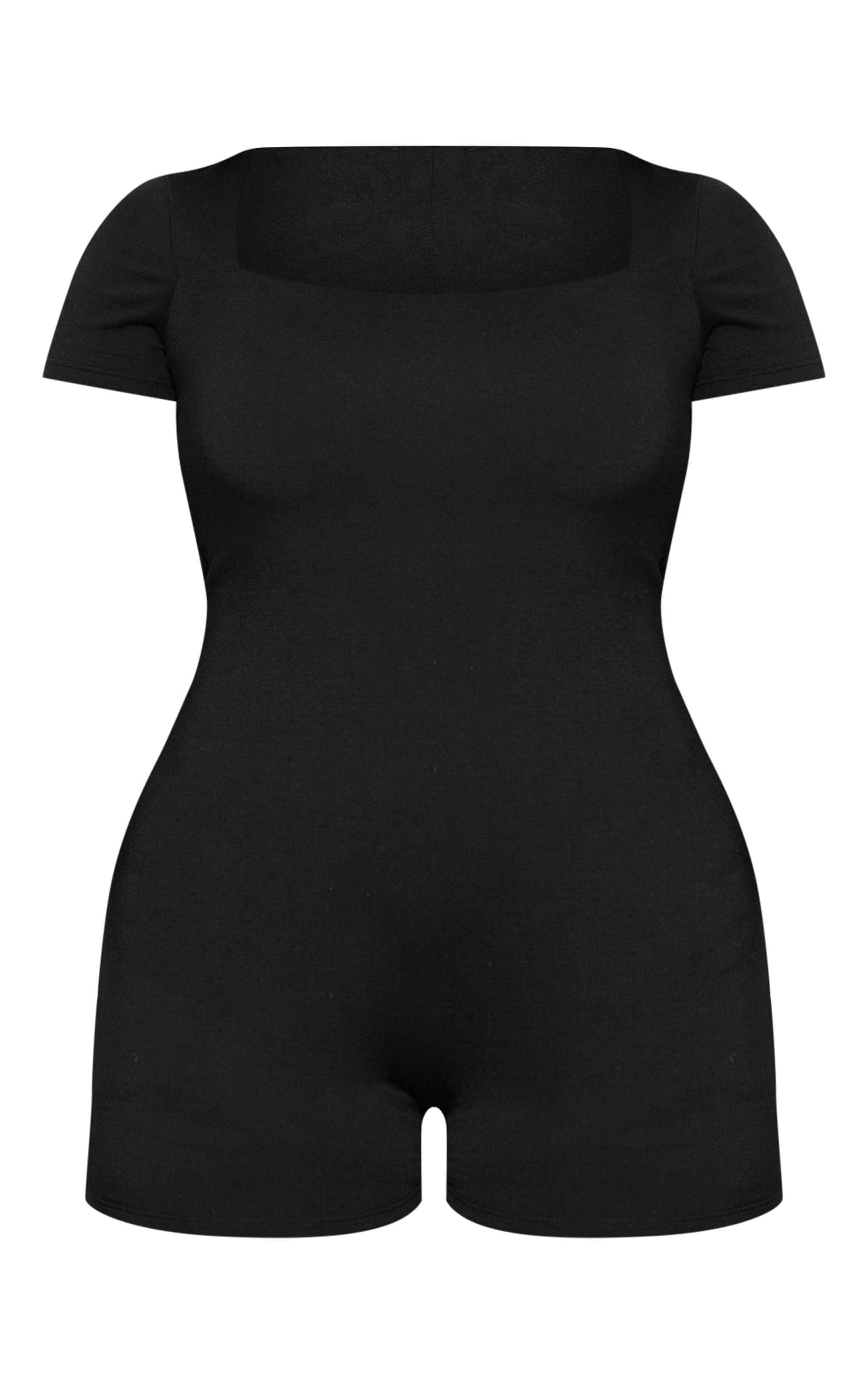 Plus Black Double Layer Contour Jersey Square Neck Unitard image 5