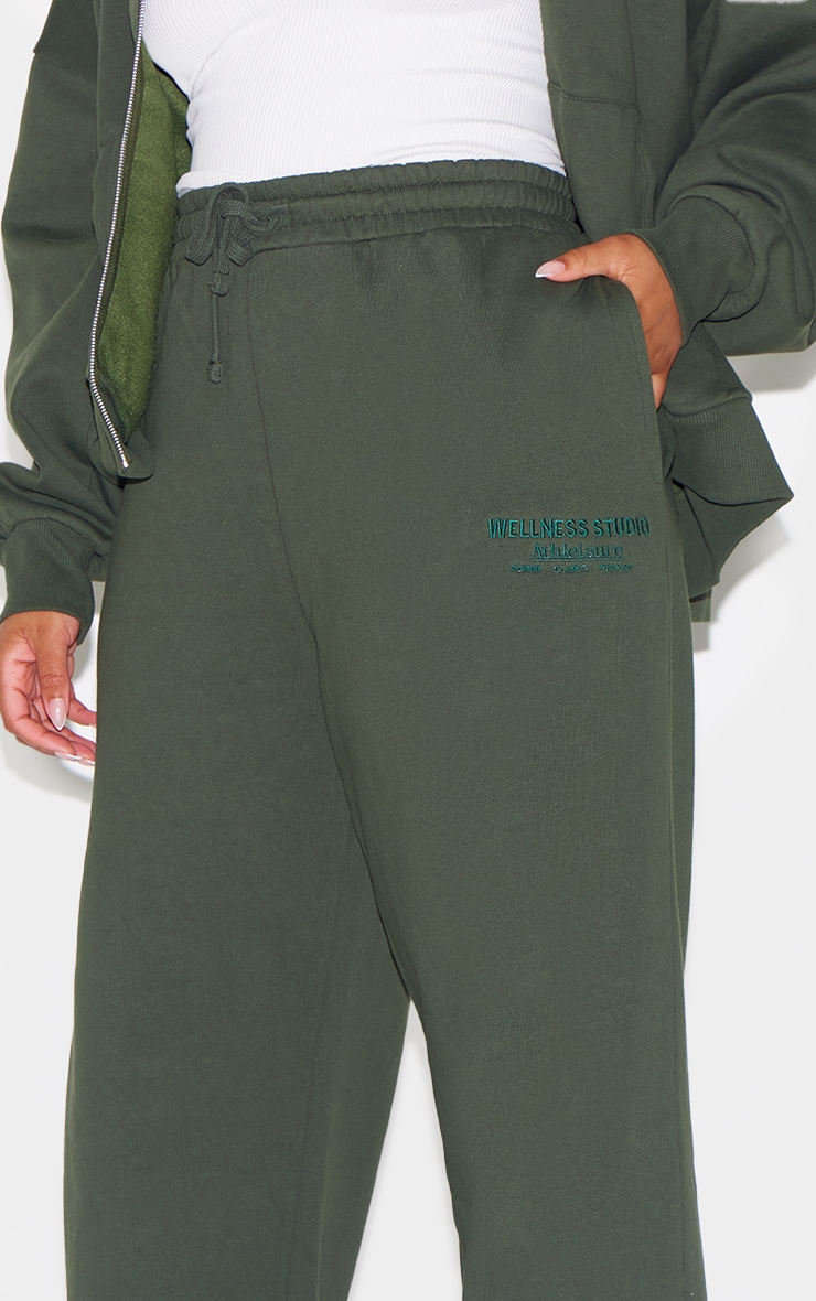 Forest Green Premium Embroidered Oversized Wide Leg Sweatpants image 9