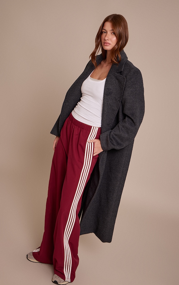 Plum Shell Side Stripe Detail Track Pants