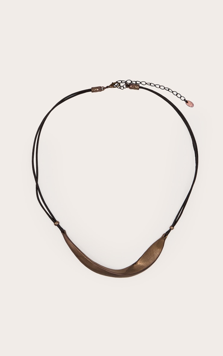 Chocolate Brushed Curved Metal Necklace image 3