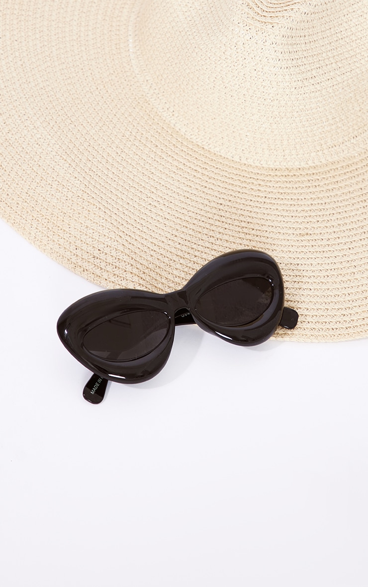 Black Pillow Effect Cat Eye Sunglasses image 3