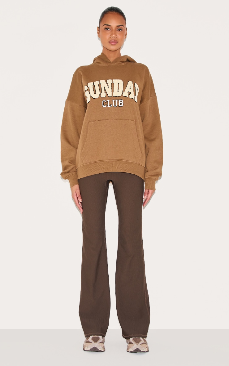 Hoodie oversize taupe à appliqué "Sunday" en imitation mouton image 3