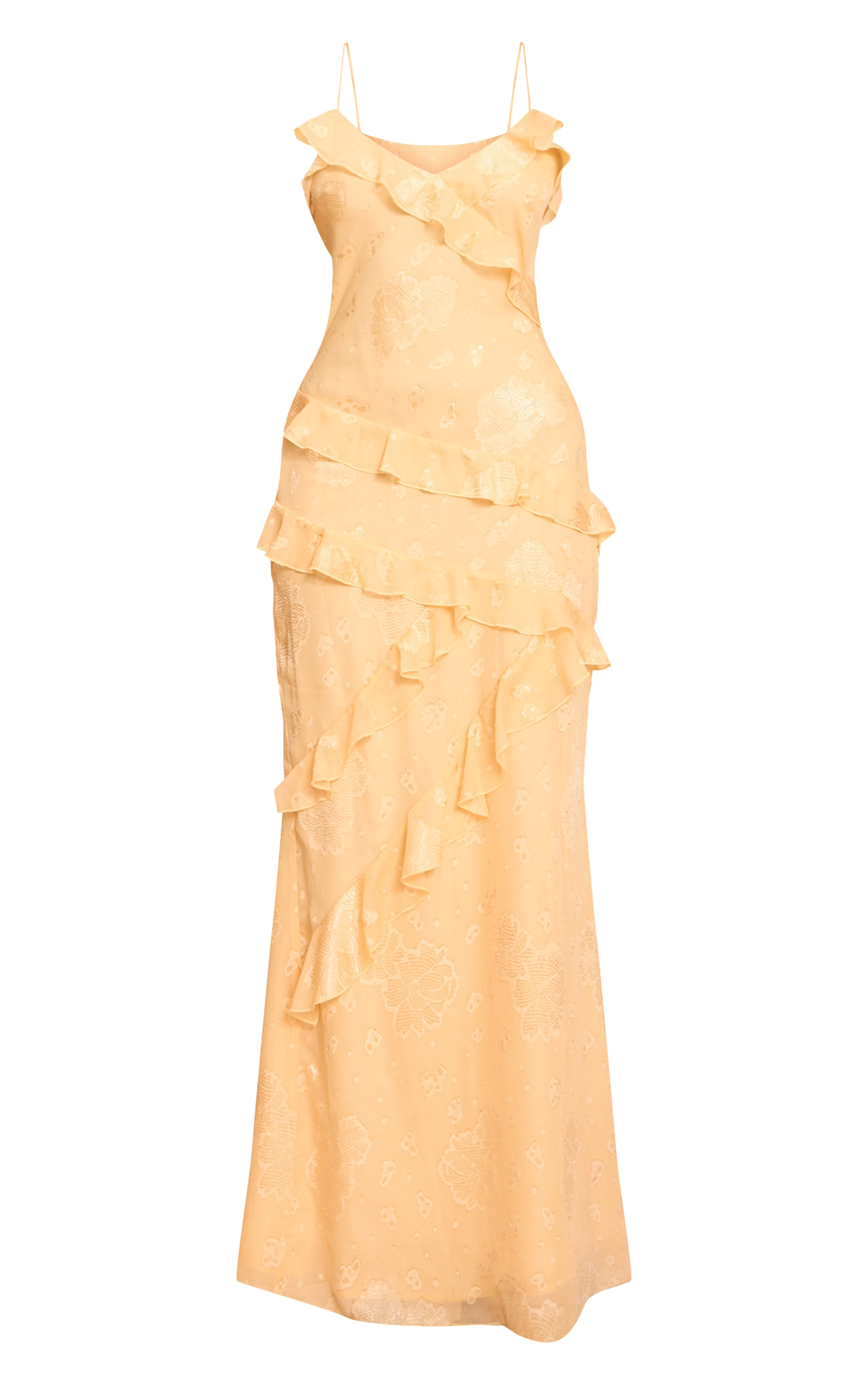 Lemon Floral Embroidered Frill Maxi Dress image 5