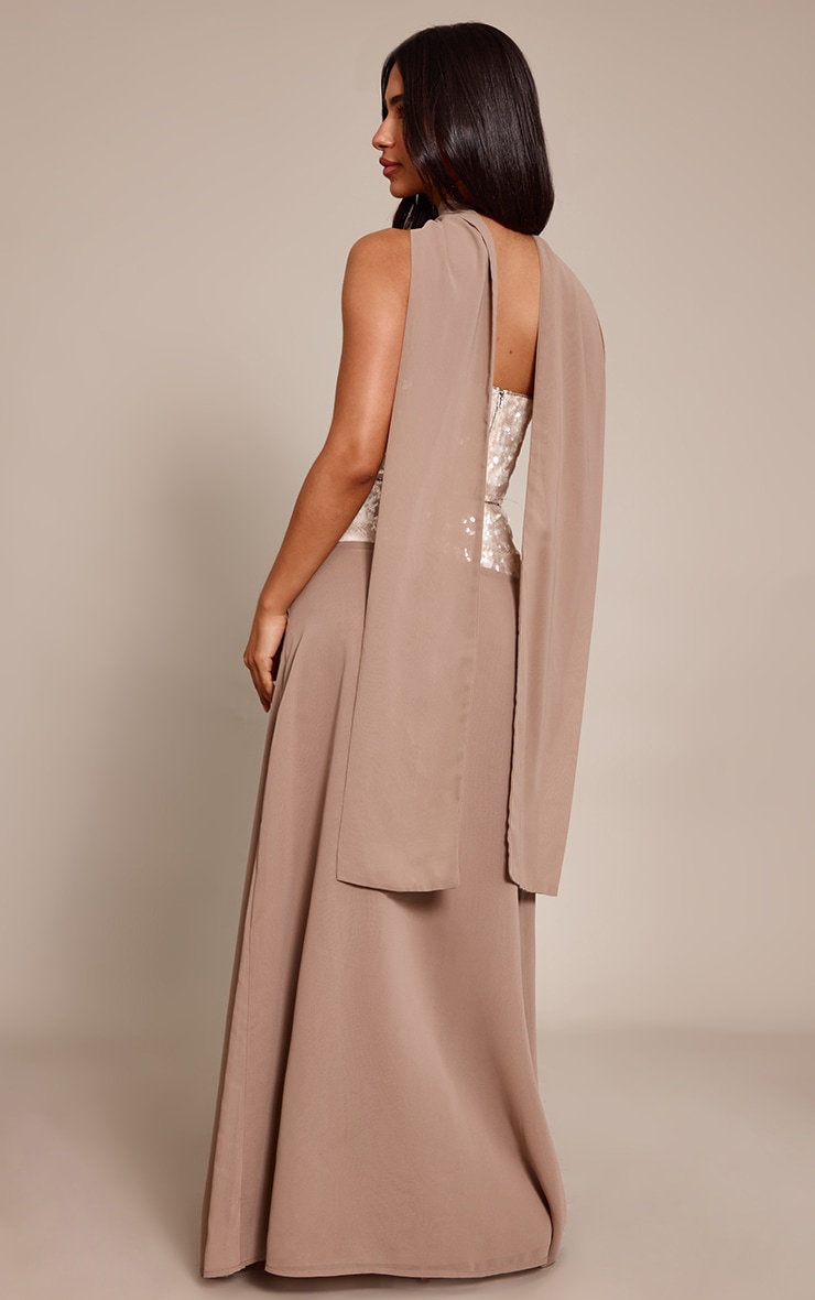 Petite Top bustier à détail foulard et sequins champagne image 2