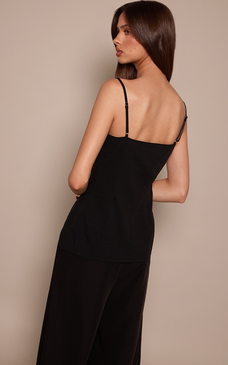 Black Woven Longline Cami Top  image 2