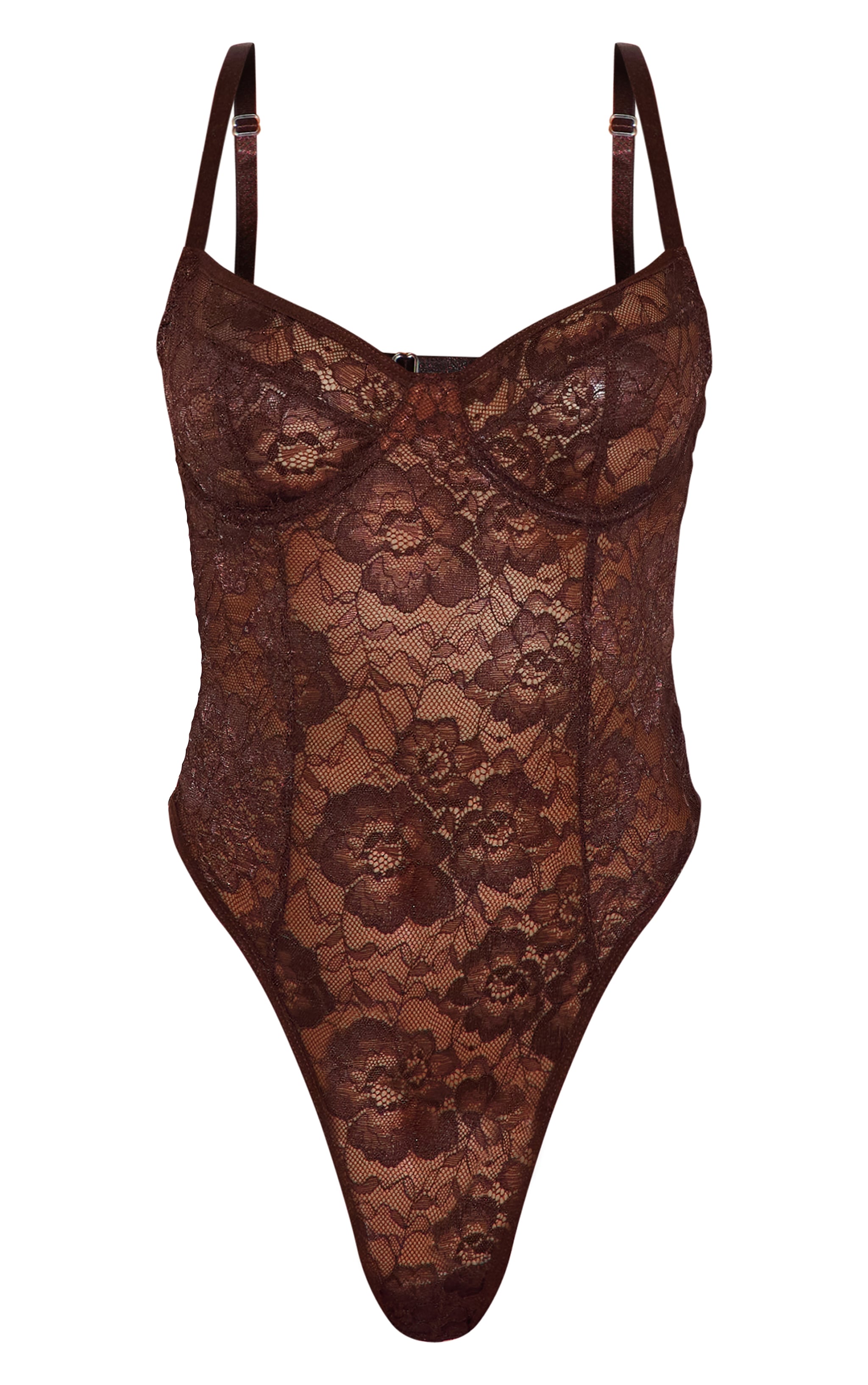 Chocolate Lace Underwired Lingerie Bodysuit image 5