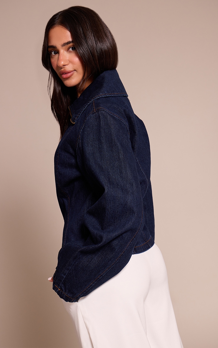 Petite Indigo Sailor Collar Double Ended Zip Cinch Jacket image 2