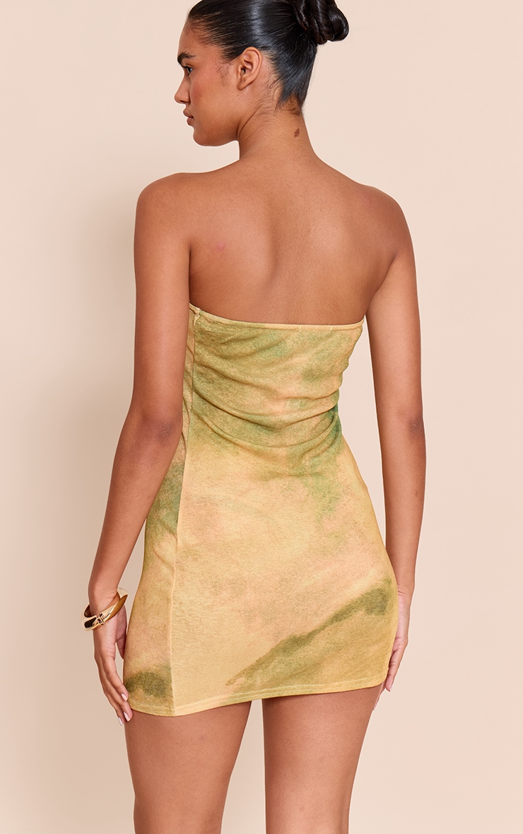 Lime Abstract Print Onion Skin Bandeau Mini Dress image 2