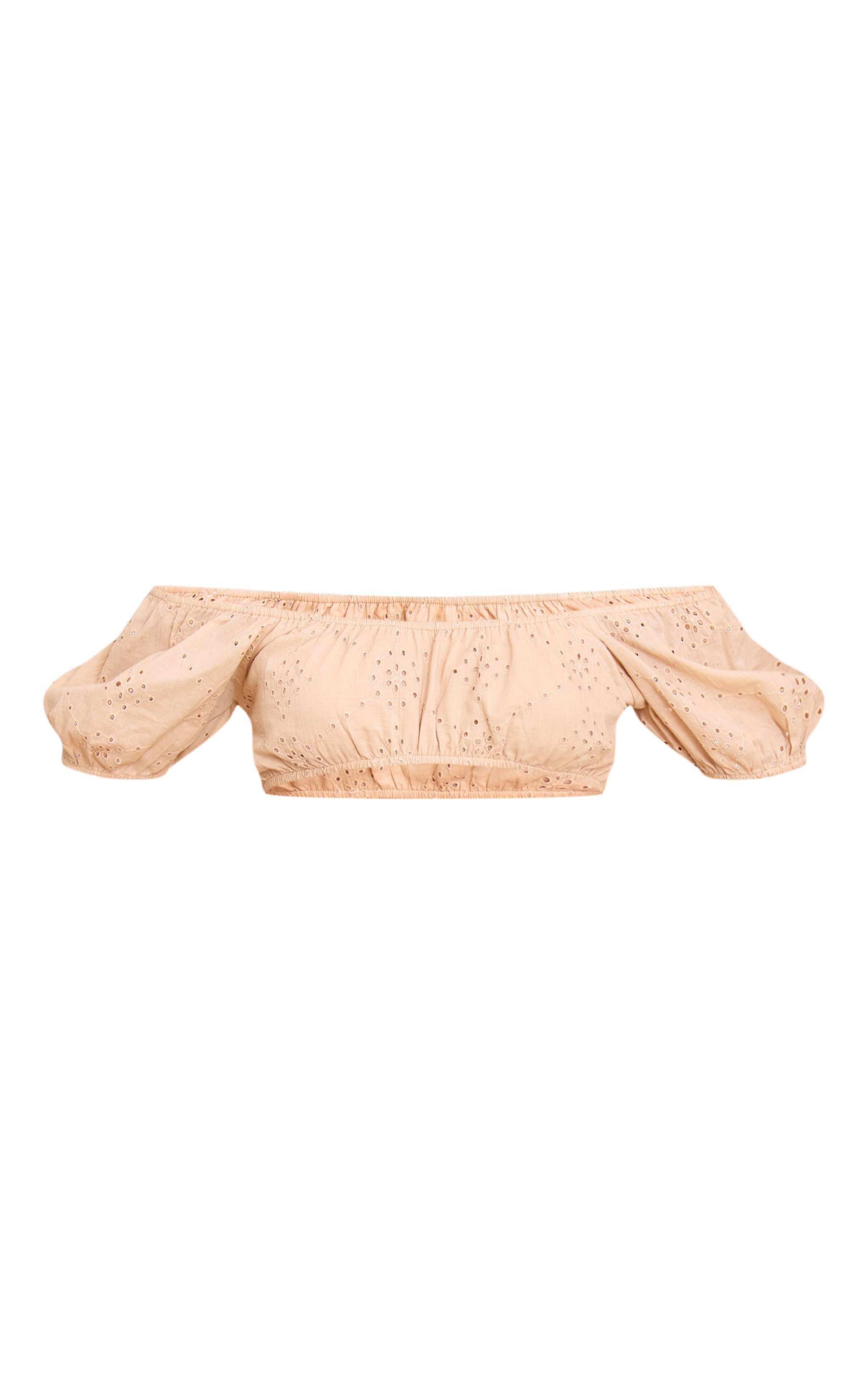 Sand Broderie Bardot Crop Top image 5