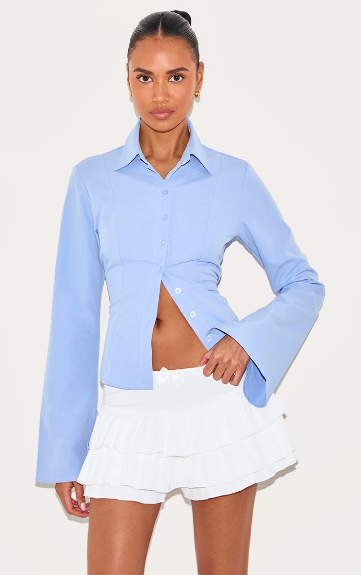 Short culotte bouffant ajusté blanc à détail noeud et volants image 4