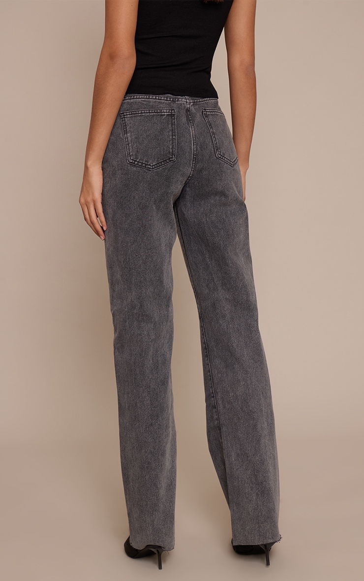 Tall Washed Grey High Waist Straight Leg Jeans