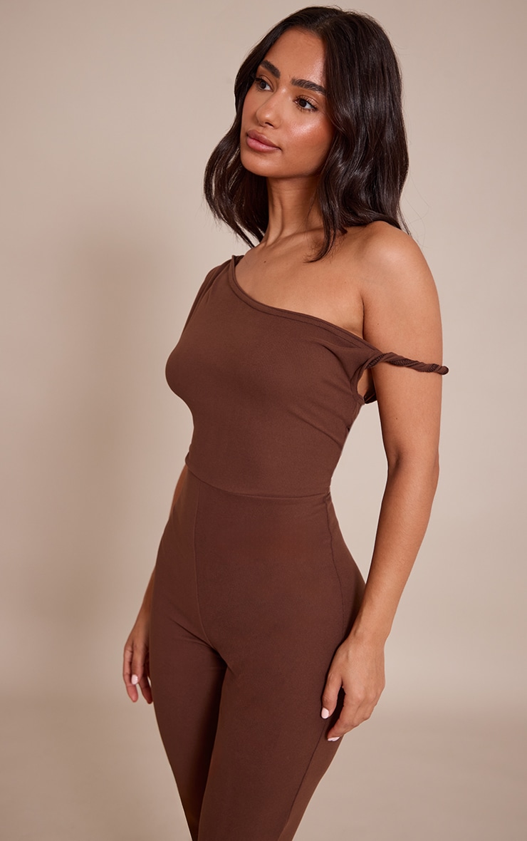 Petite Combinaison ajustée très douce chocolat à col bardot torsadé image 4