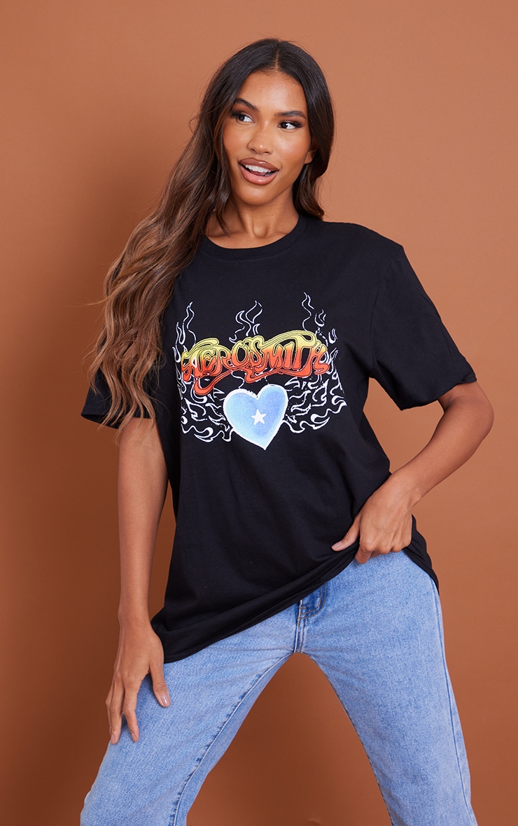 Black Aerosmith Printed T Shirt image 3