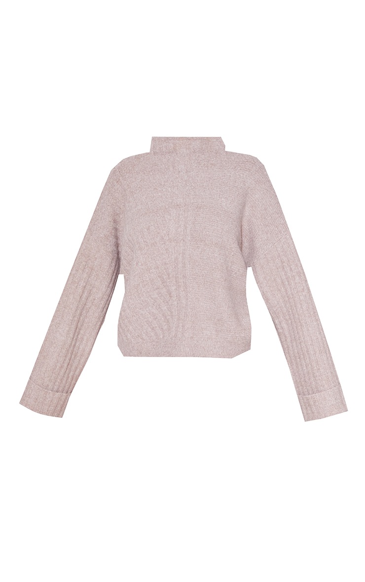 RENEW Camel Knitted Rib Turtle Neck Sweater image 5