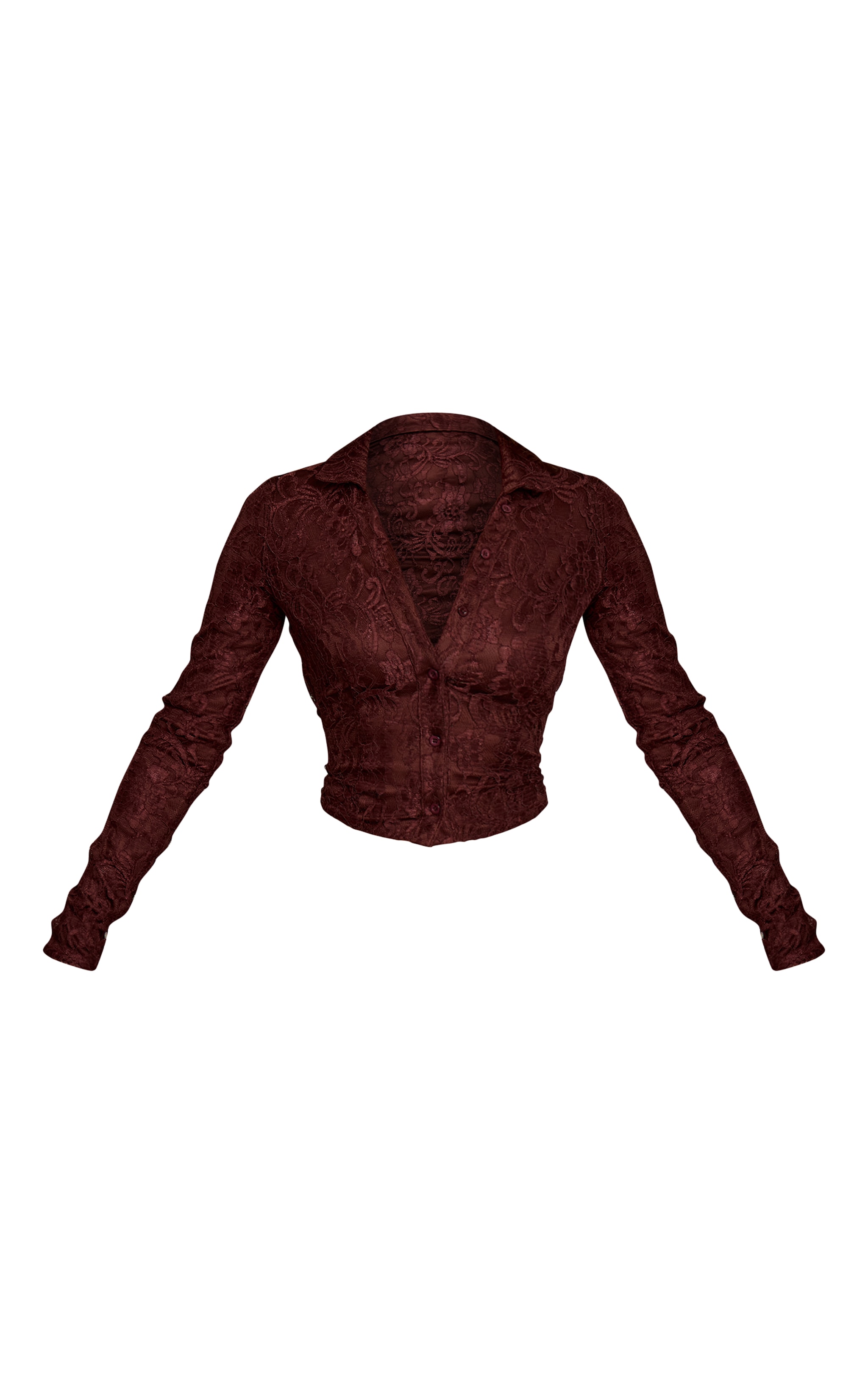 Dark Brown Lace Long Sleeve Shirt image 5