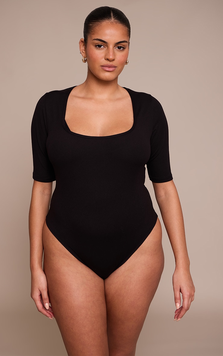 Plus Black Sculpt Scoop Neck  Bodysuit image 2