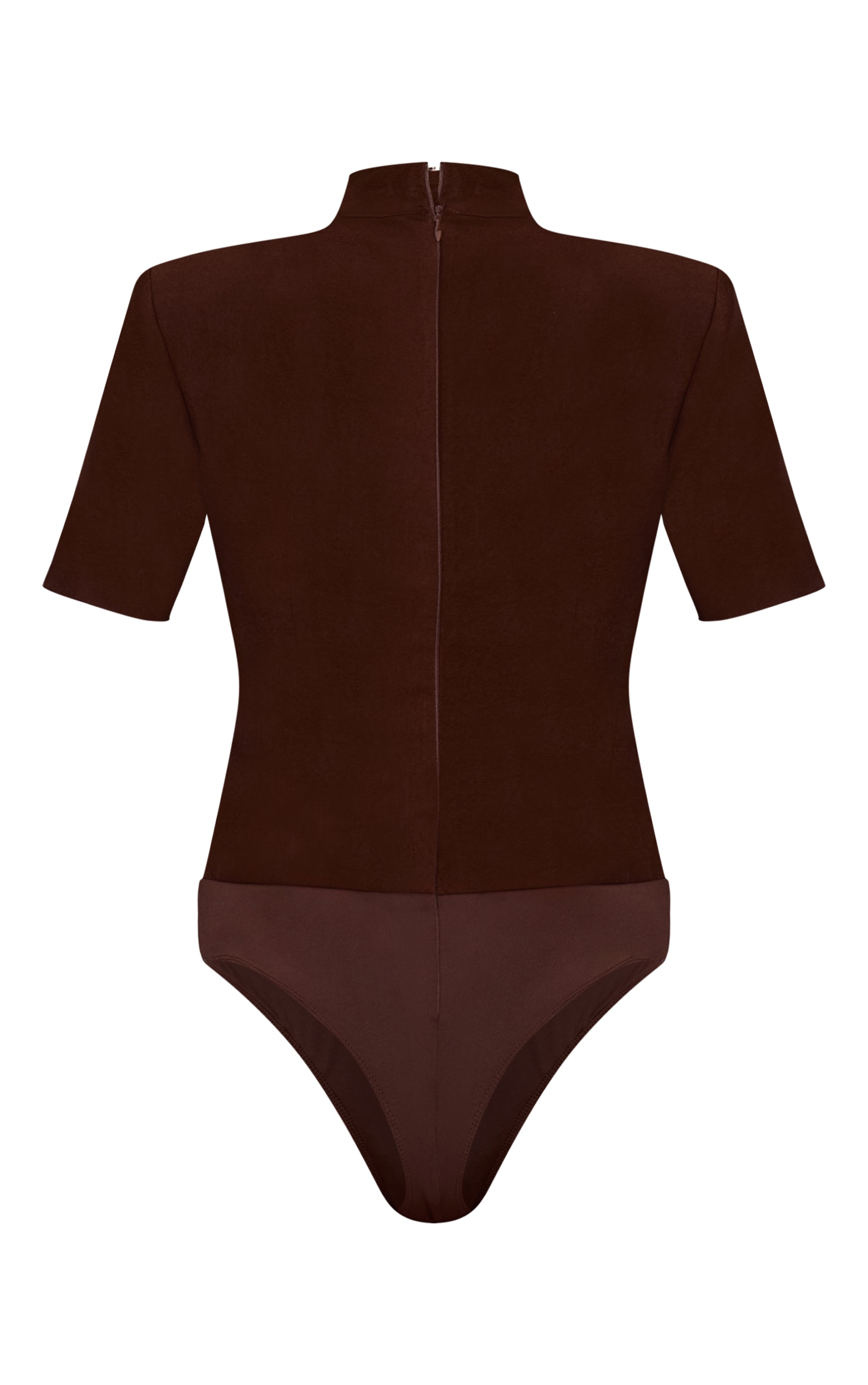 Brown Twist Detail Shoulder Pad Bodysuit image 6