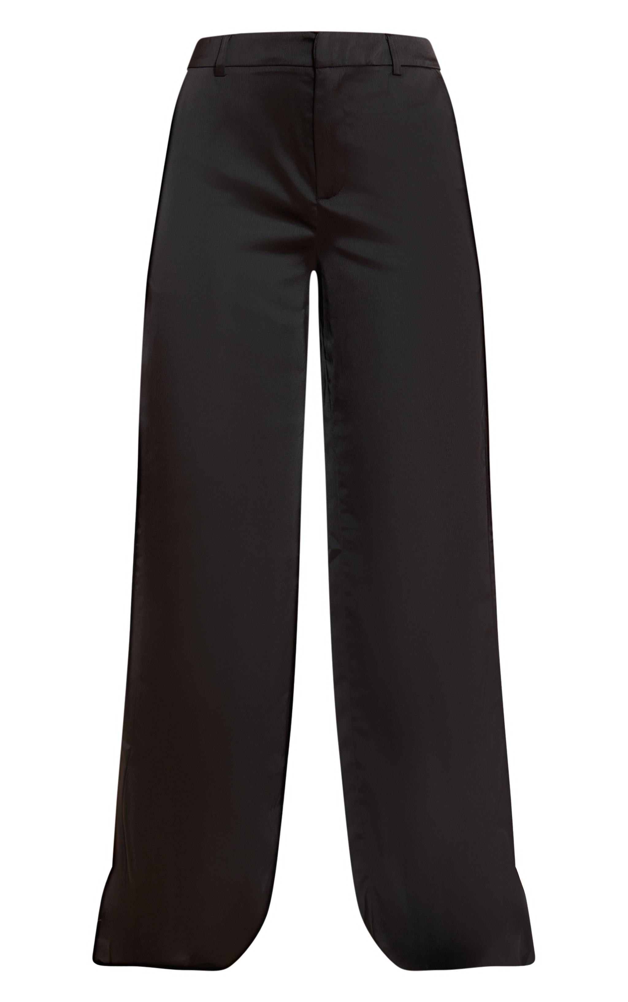 Black Satin Tailored Detail Wide Leg Pants image 5