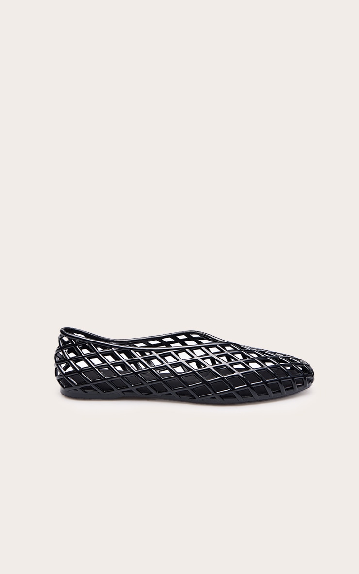 Black Jelly Point Toe Weave Ballet Flat image 2