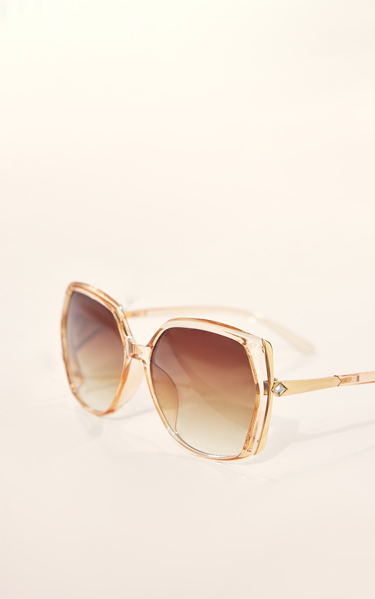 Gold Squared Hammered Textured Sunglasses Chain image 3