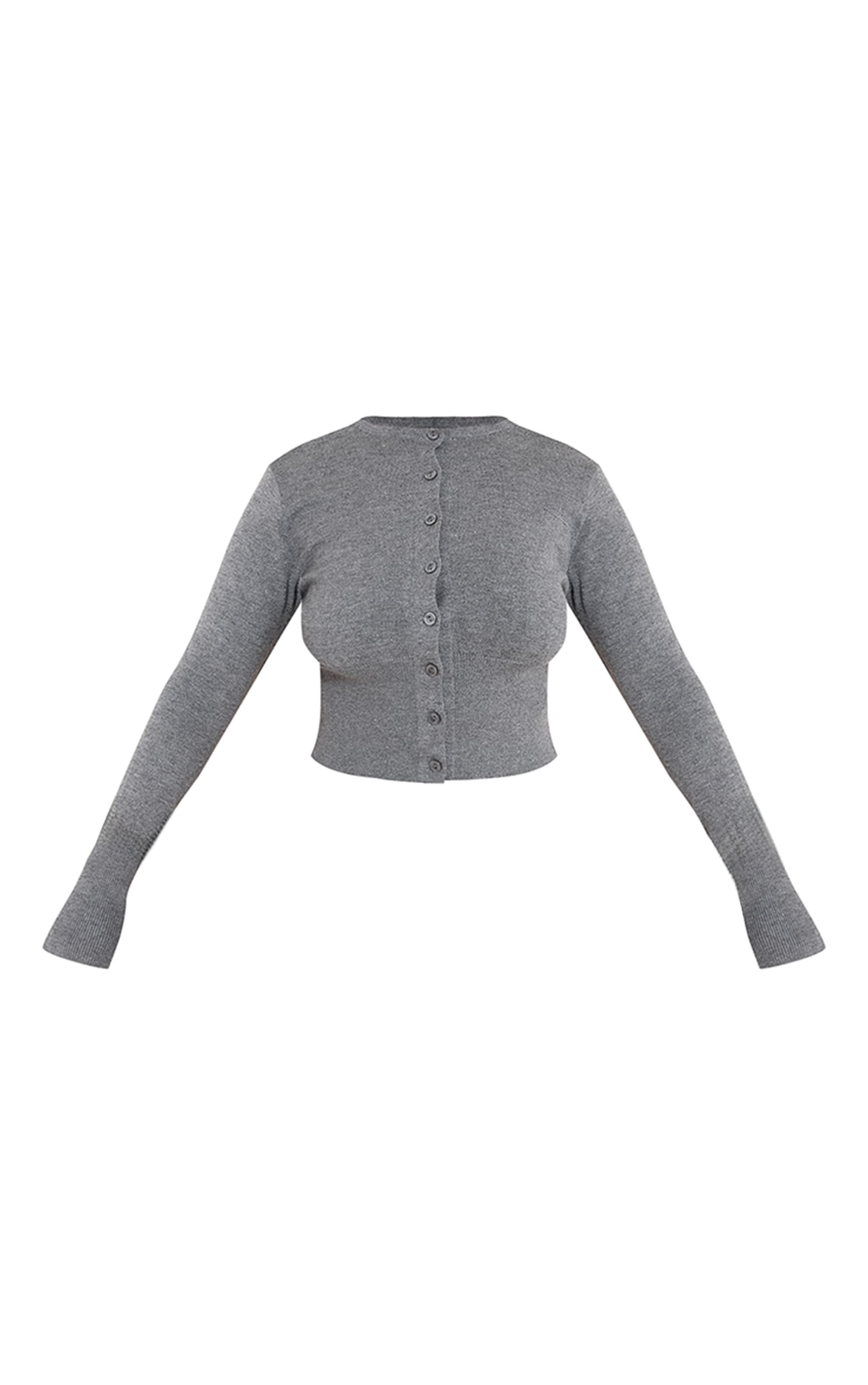 Shape Charcoal Knitted Button Front Wide Rib Cardigan image 5