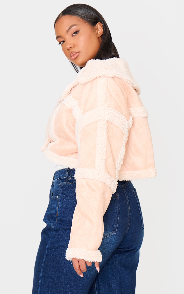 Plus Cream Shearling Trim Crop Aviator image 2