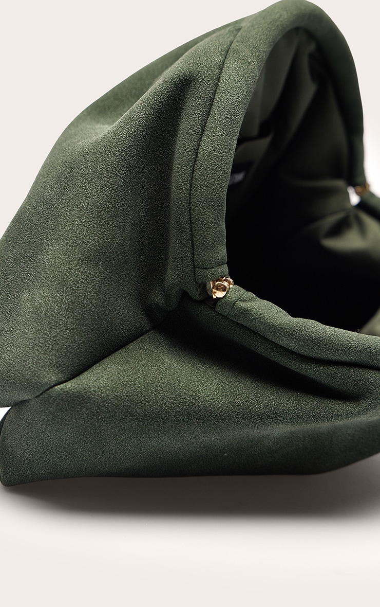 Forrest Green Faux Suede Hard Handle Clutch Bag image 4