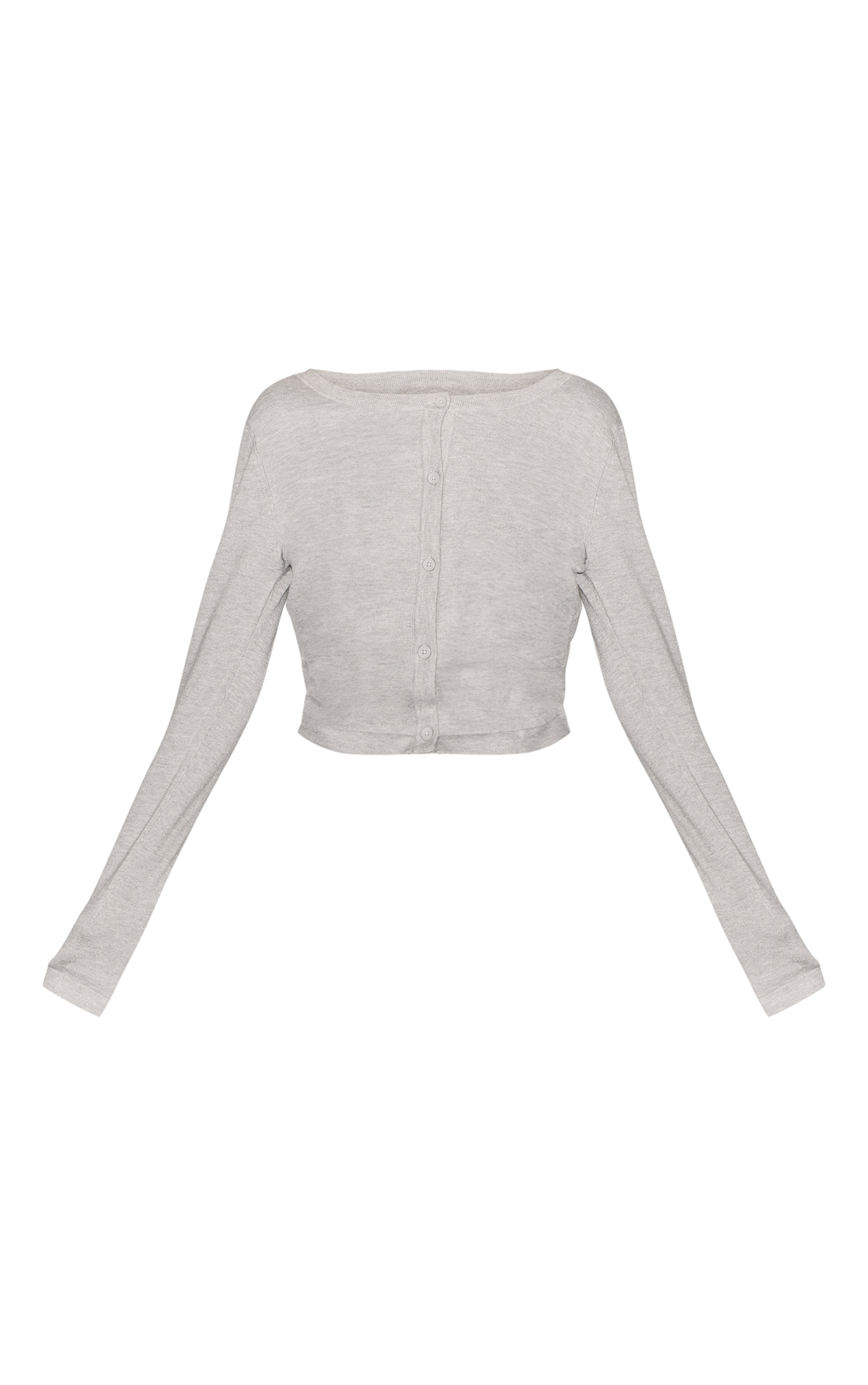 Grey Marl Basic Fine Knit Button Up Cardigan image 5