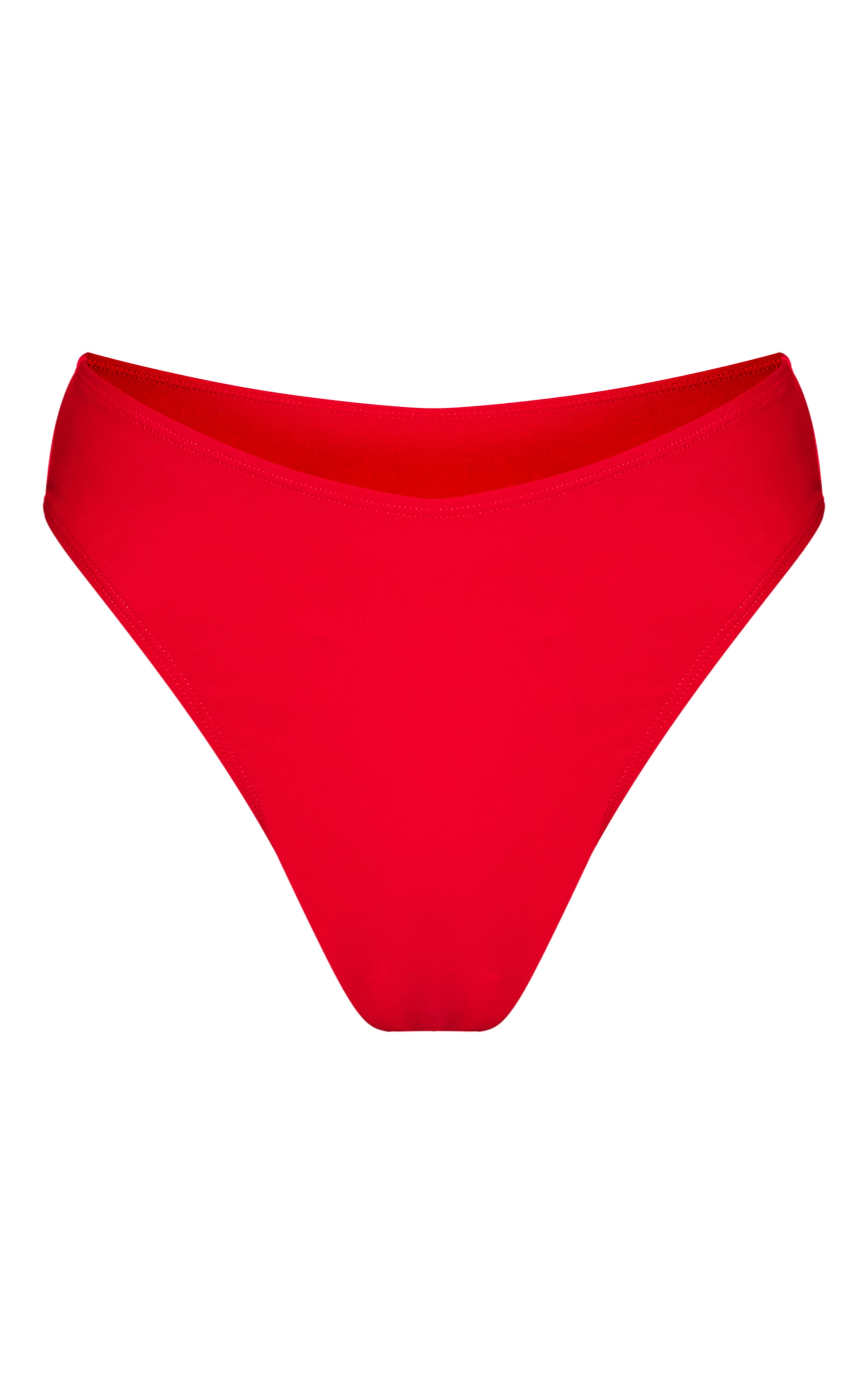 Red Basic High Waist Bikini Bottom image 5