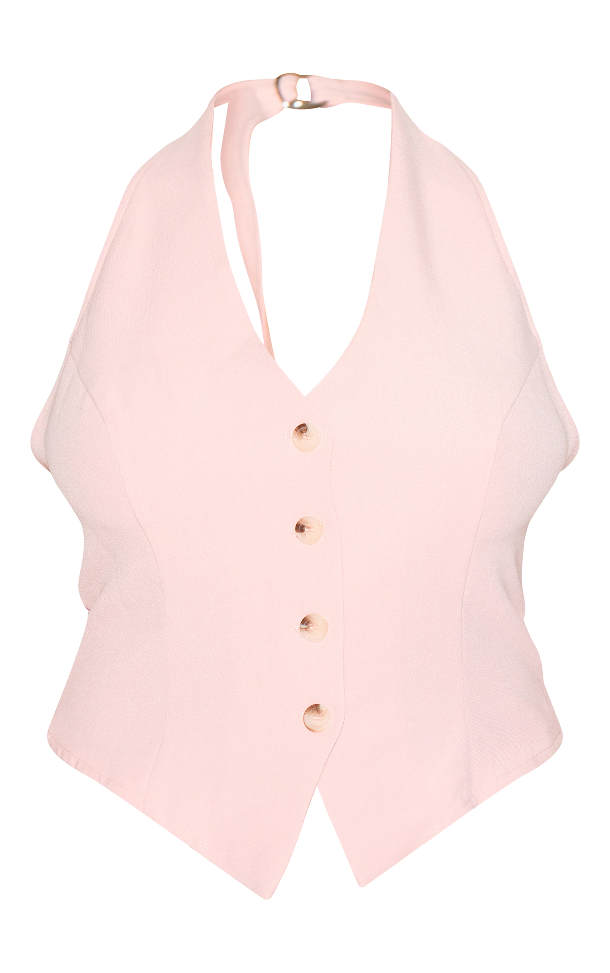 Plus Light Pink Tailored Woven Backless Halterneck Vest image 5