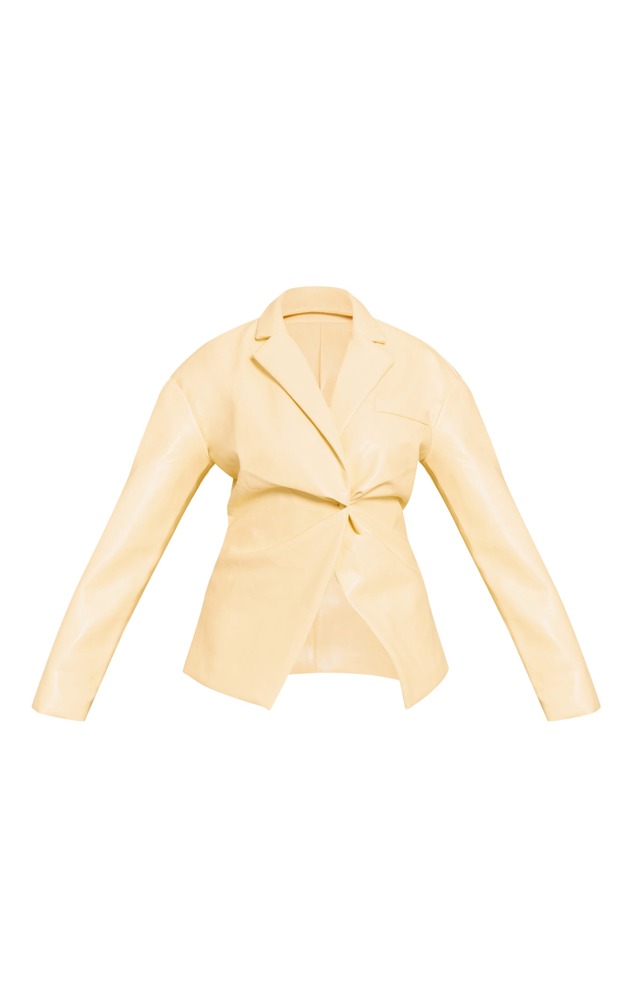Shape Butter Yellow Faux Leather Cinched Waist Blazer image 5