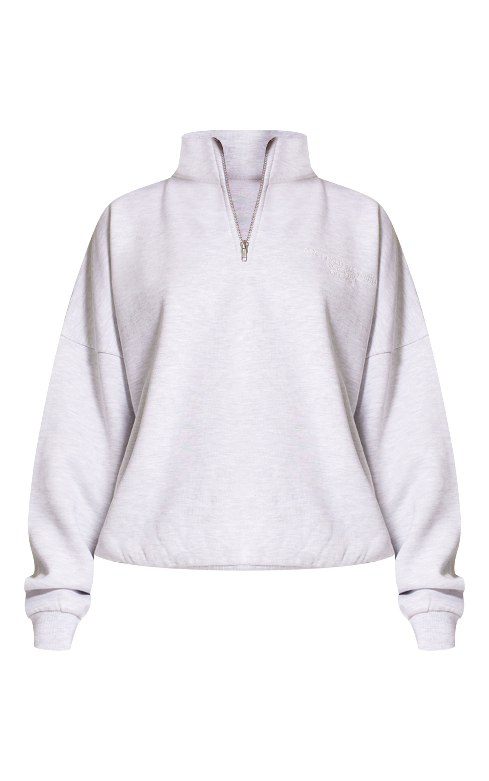 Ash Grey High Neck Quarter Oversized Sweatshirt | Sweat