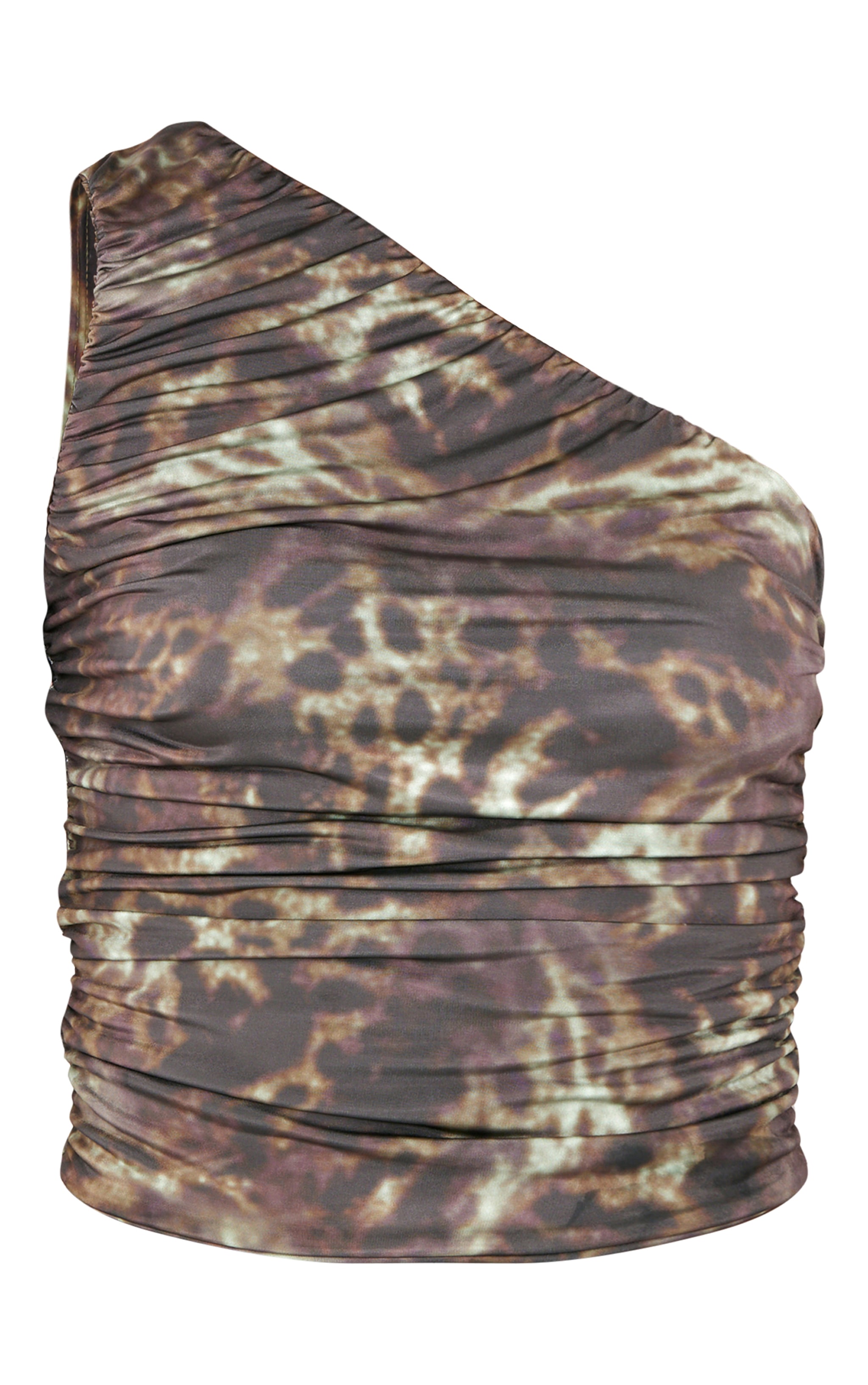 Tall Dark Khaki Slinky Ruched Detail One Shoulder Crop Top image 2