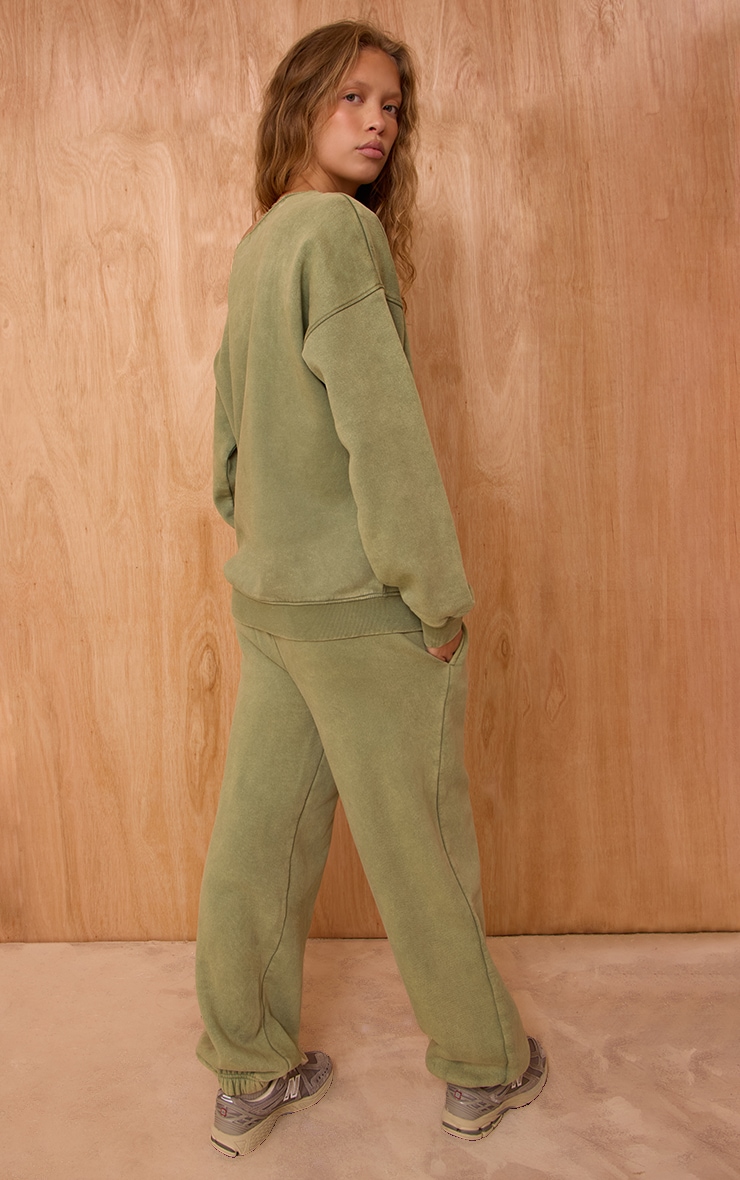 Sage Acid Wash Panel Seam Cuff Sweatpant image 3