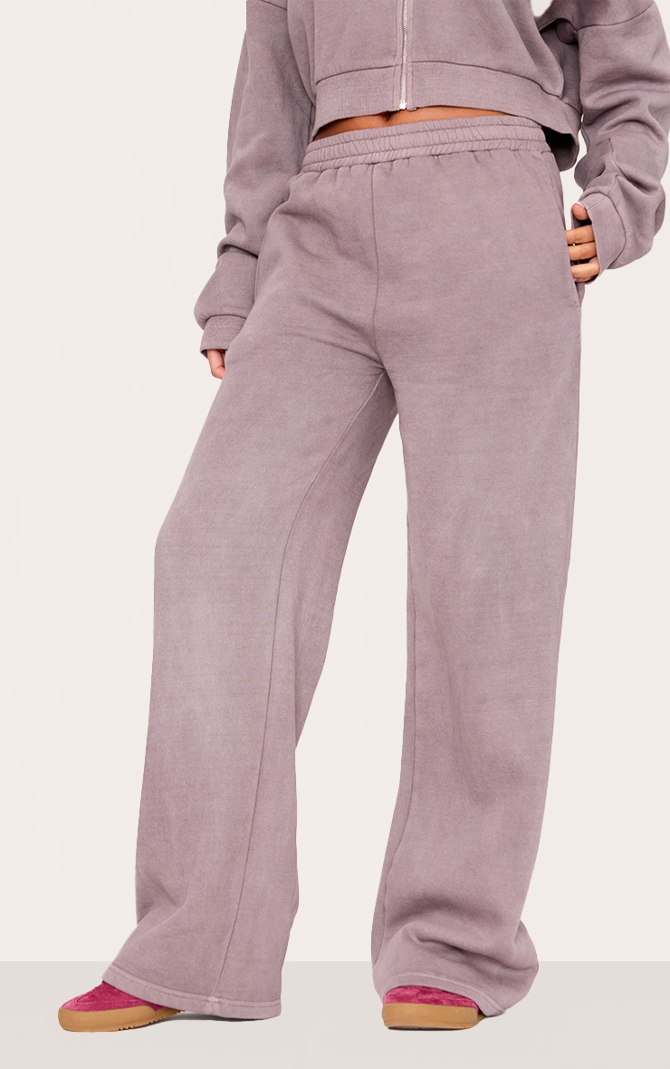 Tall Washed Brown Drawstring Wide Leg Track Pants image 2