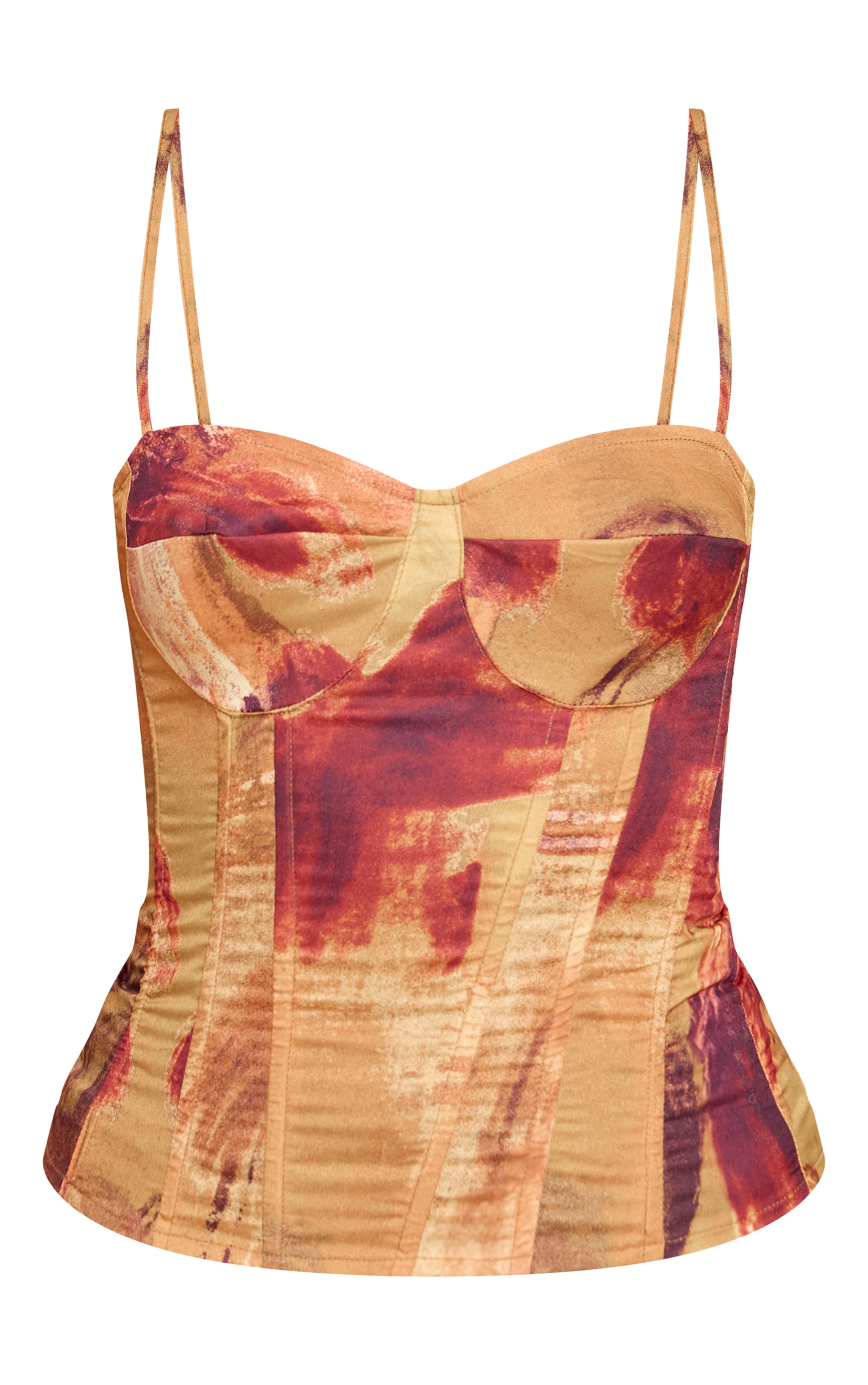 Olive Print Structured Corset Top image 5