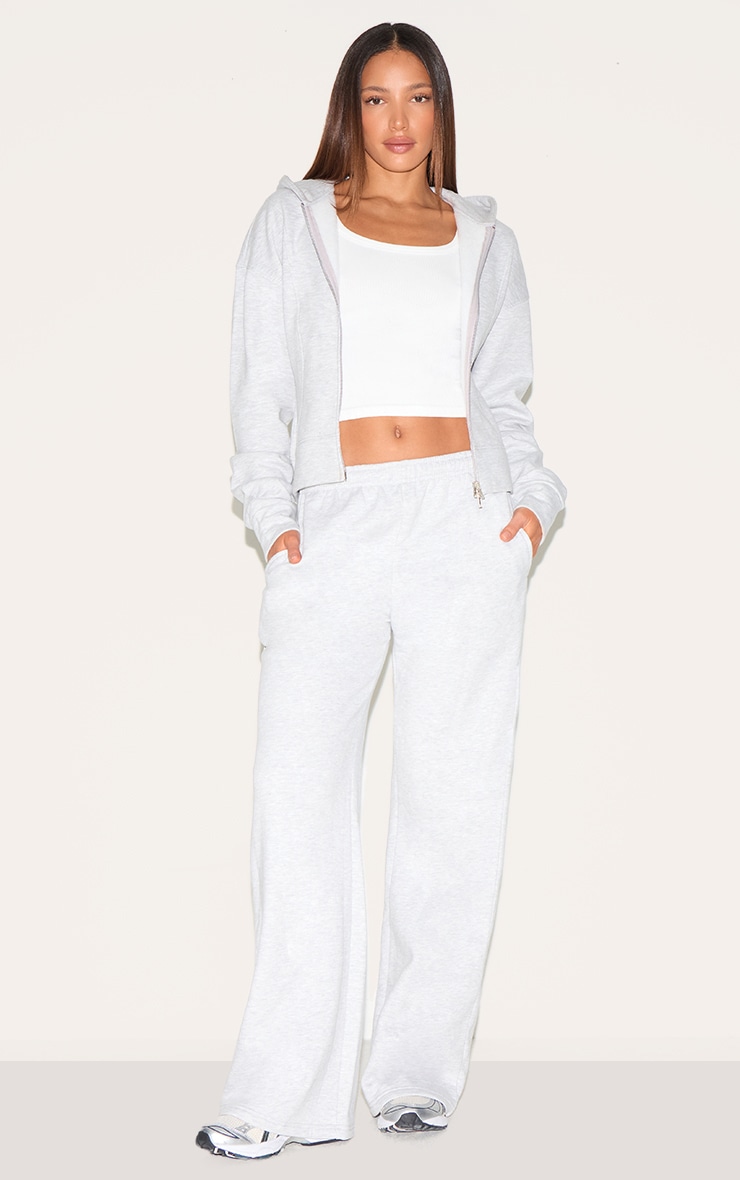 Tall Grey Marl Double Zip Cinched Hoodie image 3