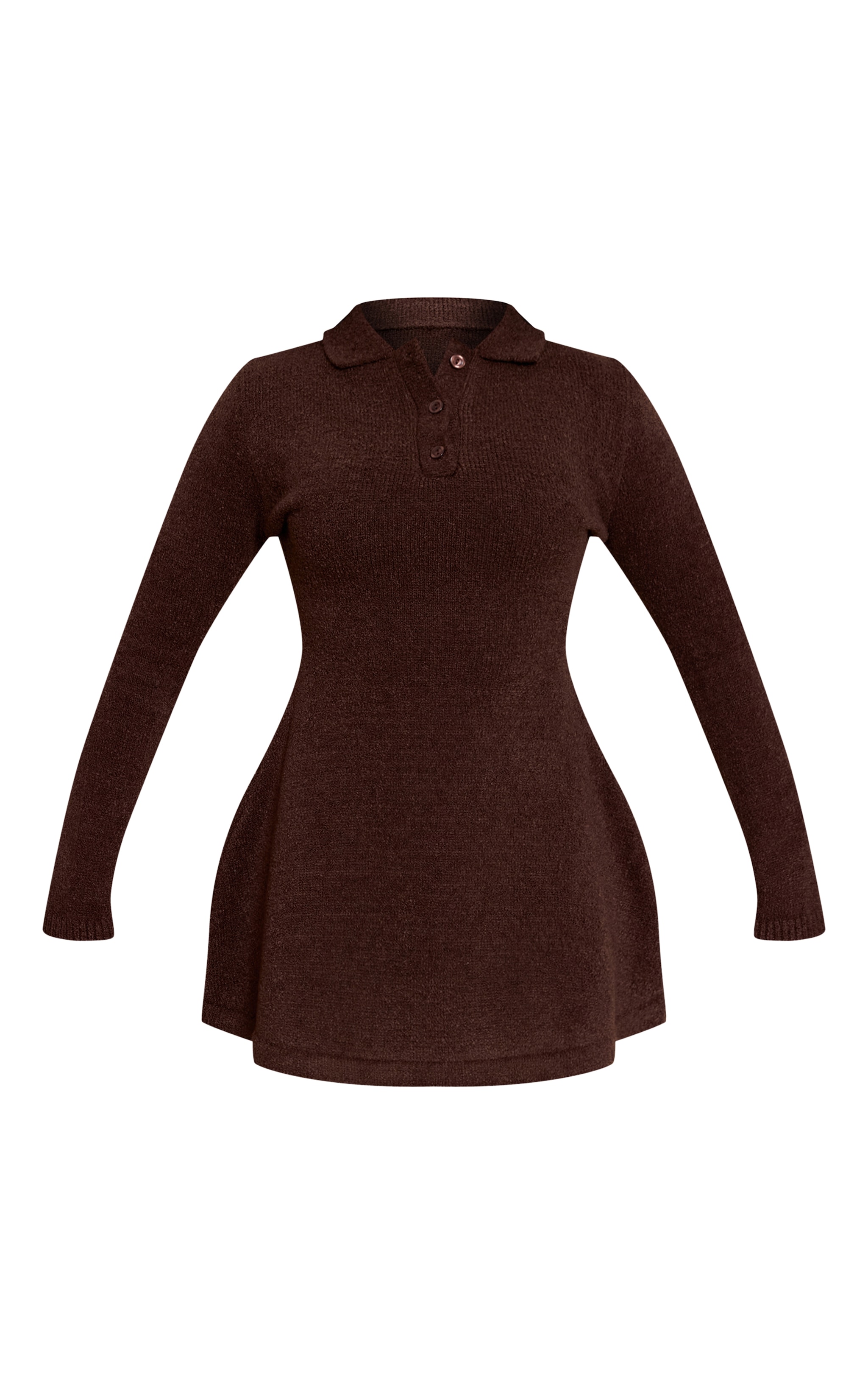 Petite Chocolate Flippy Long Sleeve Knitted Mini Dress image 5
