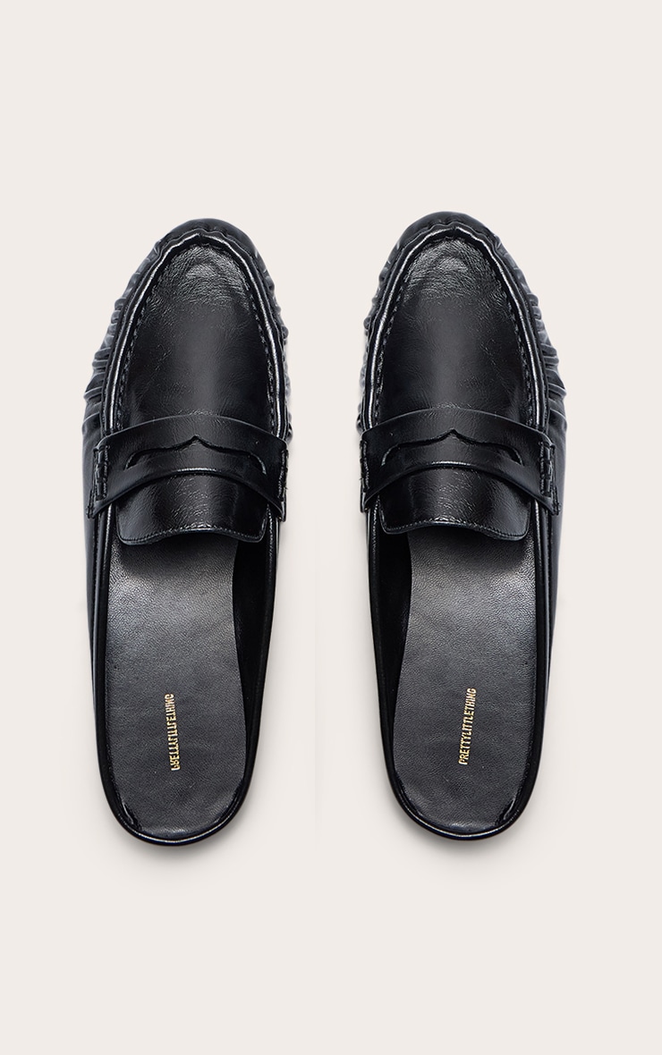 Black Ruched Round Toe Loafer Mule image 2