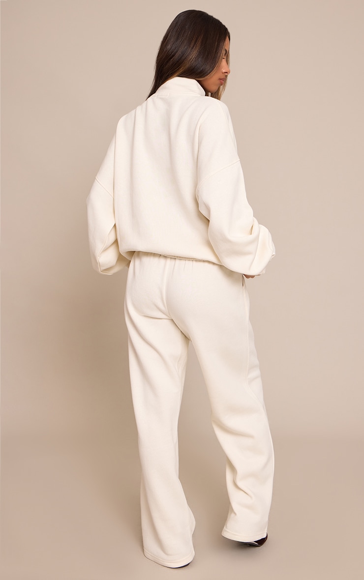 Petite Cream Mid Rise Drawstring Wide Leg Joggers  image 3